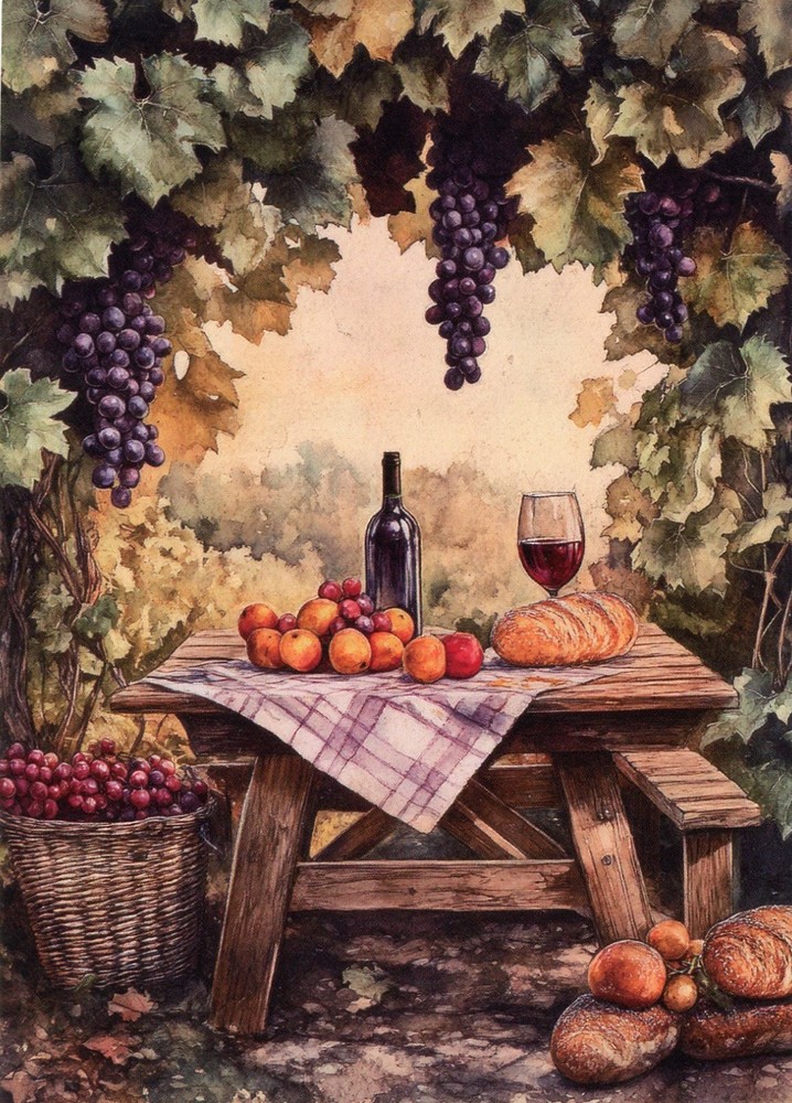 Vintage Winery Handmade Glossy Blank Notecards (10) #0077