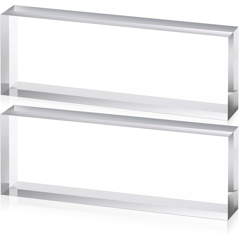 Clear Acrylic Display Block 2pcs Scratch Resistant Name Plates DIY Projects New