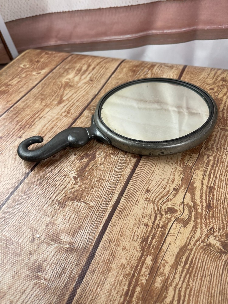 VIctorian hand mirror vintage grey 9 inches