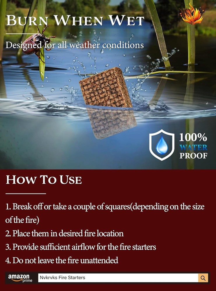 Fire Starter Fire Starter Cubes, 64 Mini Square Charcoal Firestarter Squares for