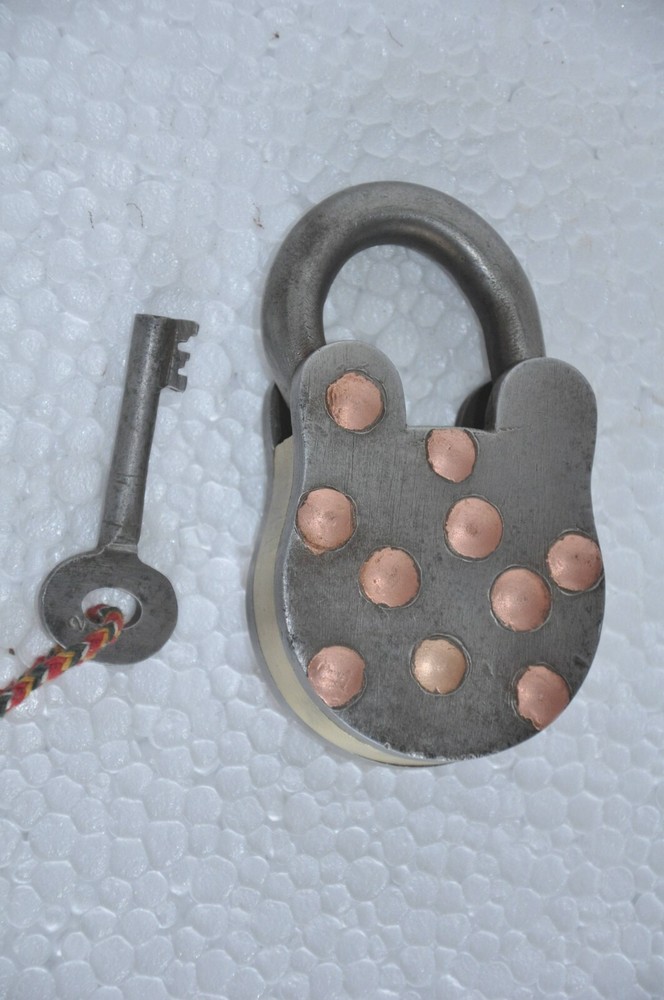 Vintage Iron,Brass & Copper Solid Handcrafted Padlock , Rich Patina