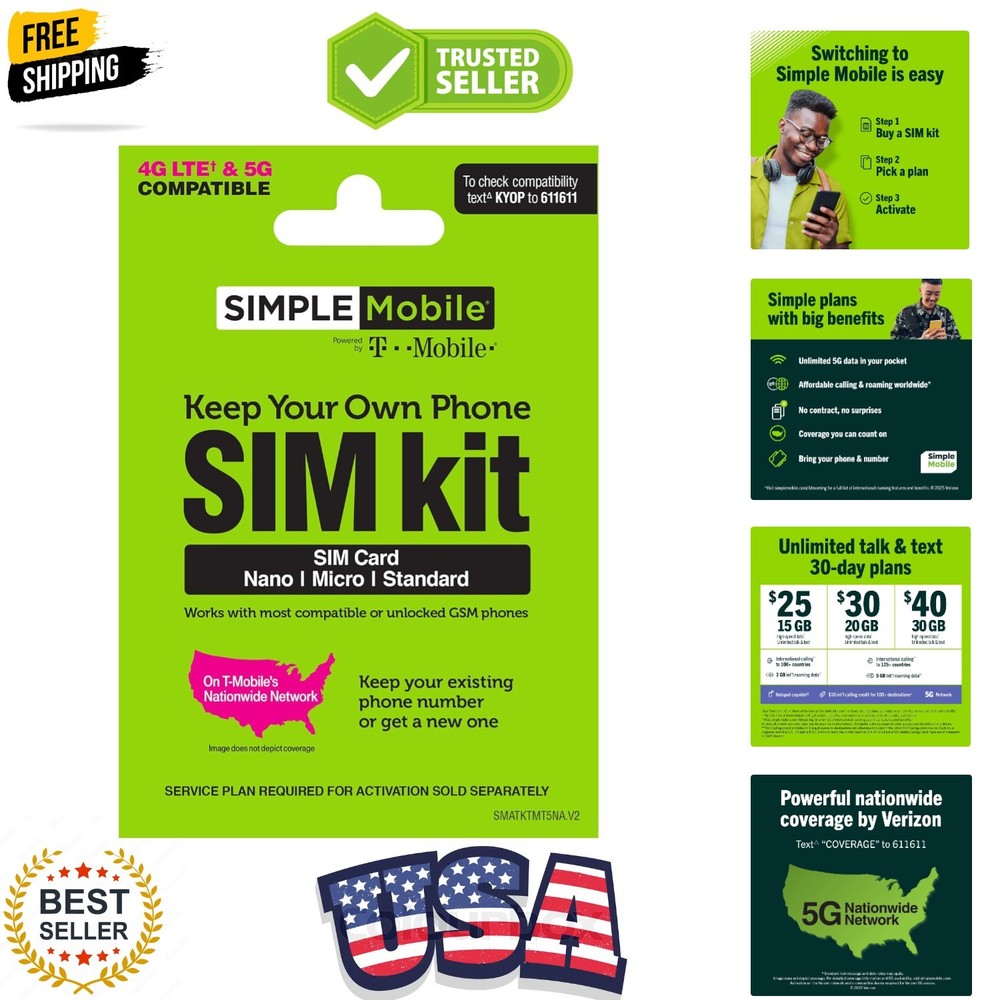 Prepaid Sim Card Kit 4G LTE Network