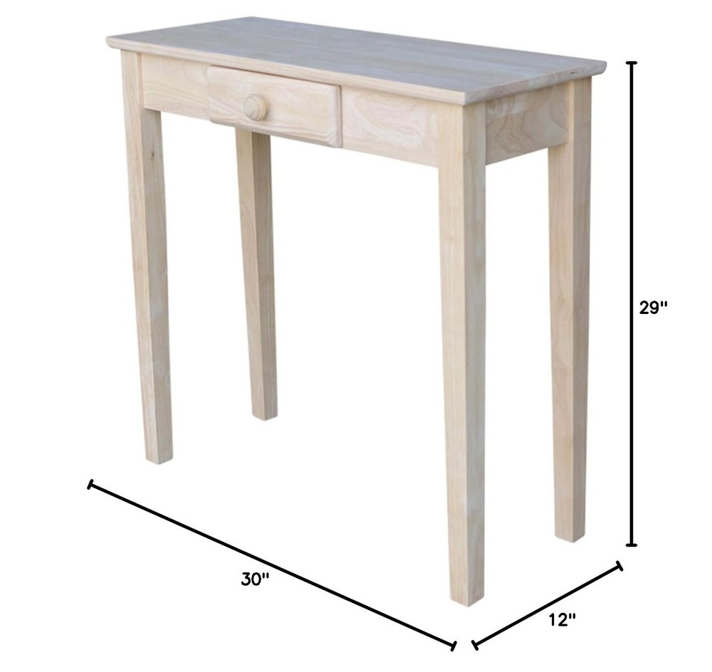 IC International Concepts, Rectangular Hall Table W/Drawer , Solid Real Wood,...