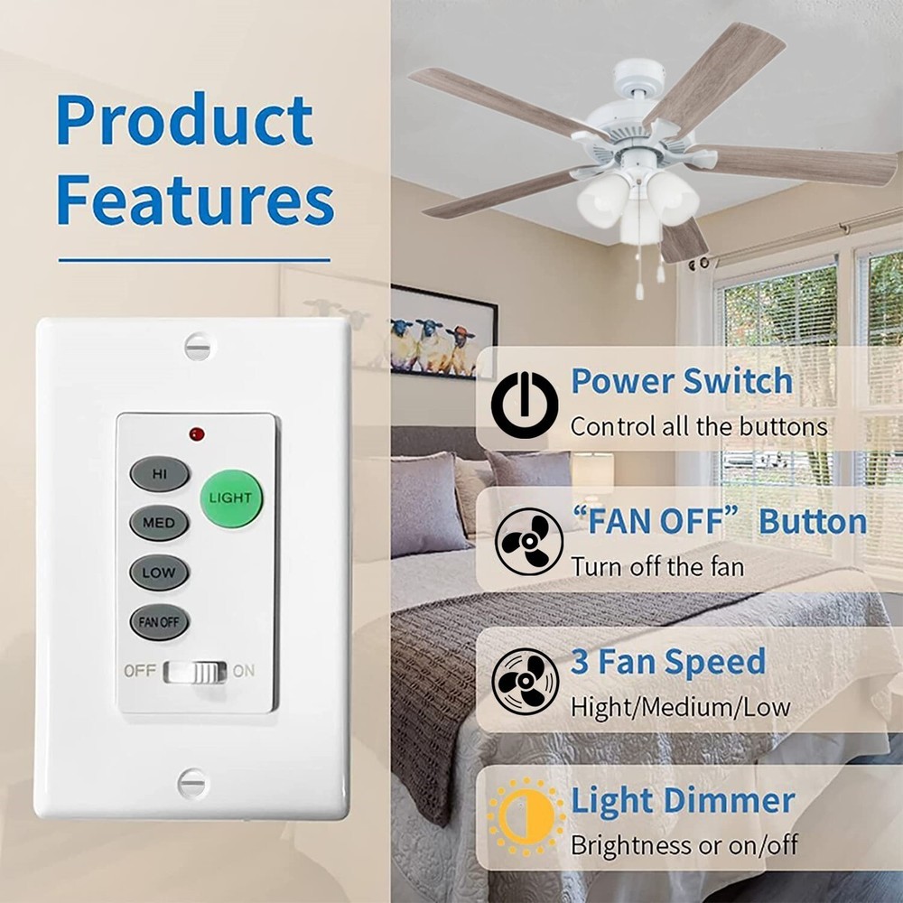 Smart Wi-Fi Ceiling Fan Wall Remote Control for Breeze Hampton Alexa Google