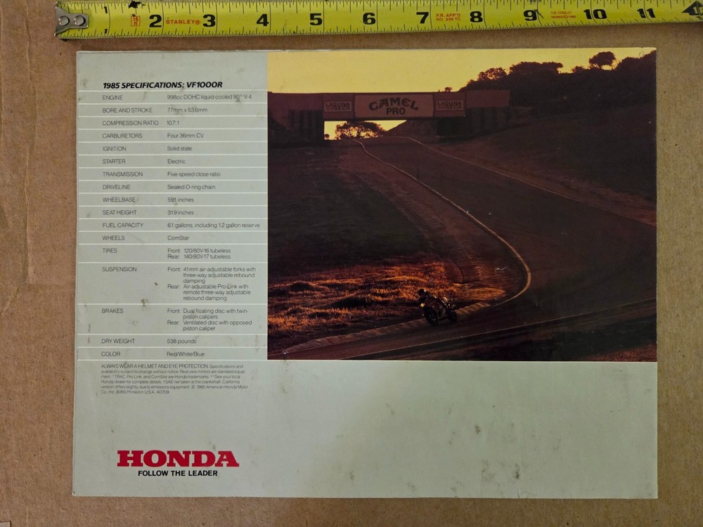 1985 Honda VF1000R Brochure