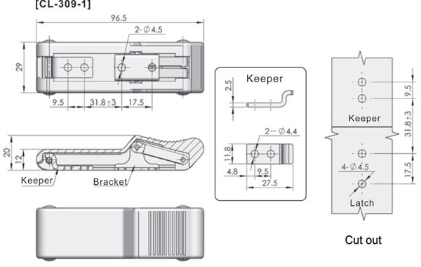 4'' Flexible Draw Latch Soft Black Rubber Replace Southco C7-10