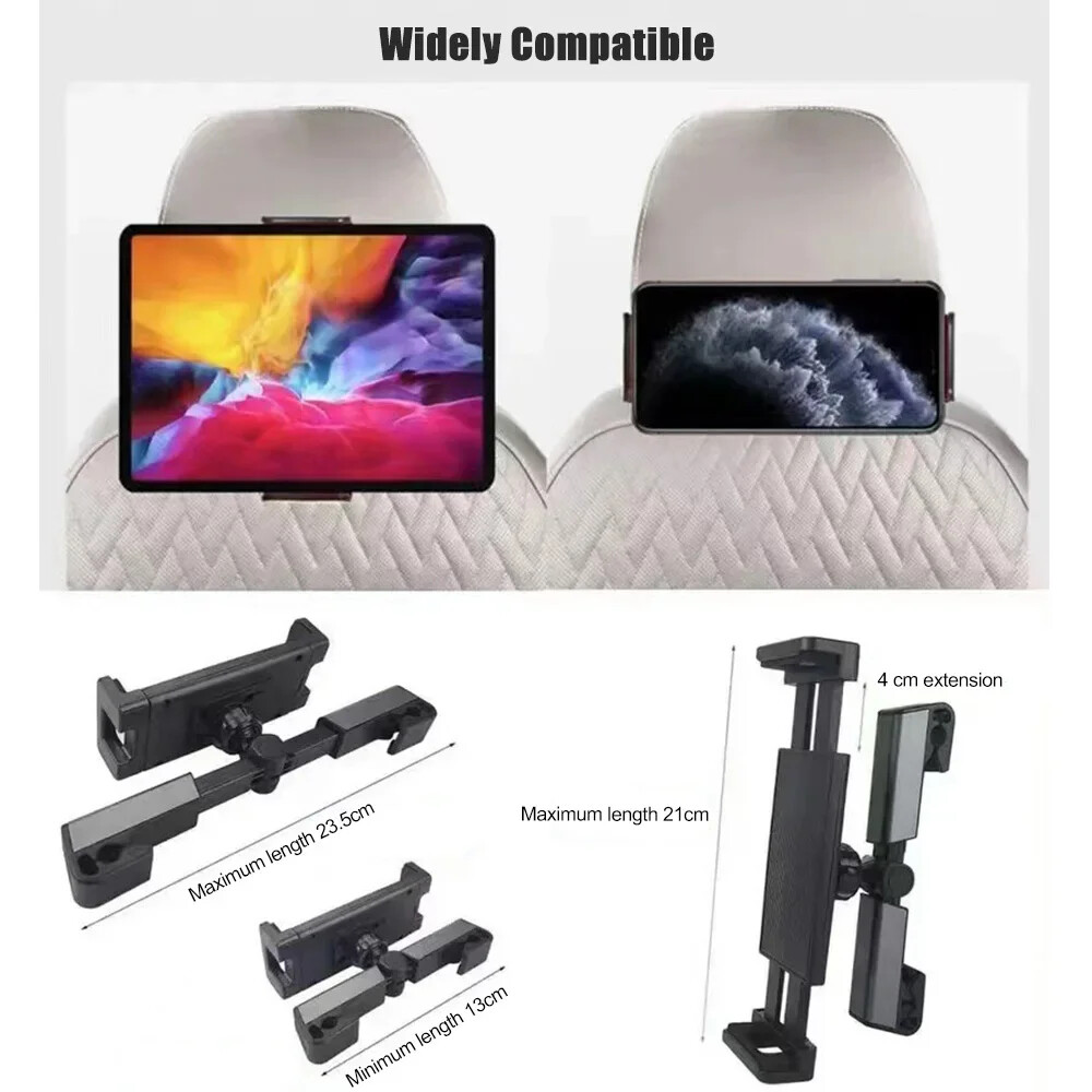 Car Back Seat Headrest Phone Holder Stretchable Tablet Stand Adjustment Bracket