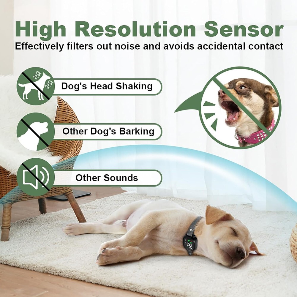 Dog Bark Collar, Smart Dog Training Collar with 8 Adjustable Sensitivity