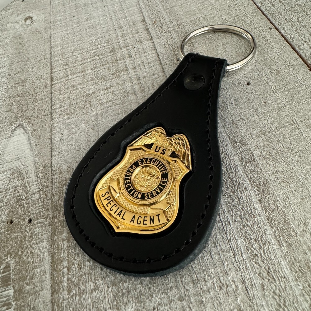 Executive Protection Service Special Agent - Mini Badge Leather Keychain