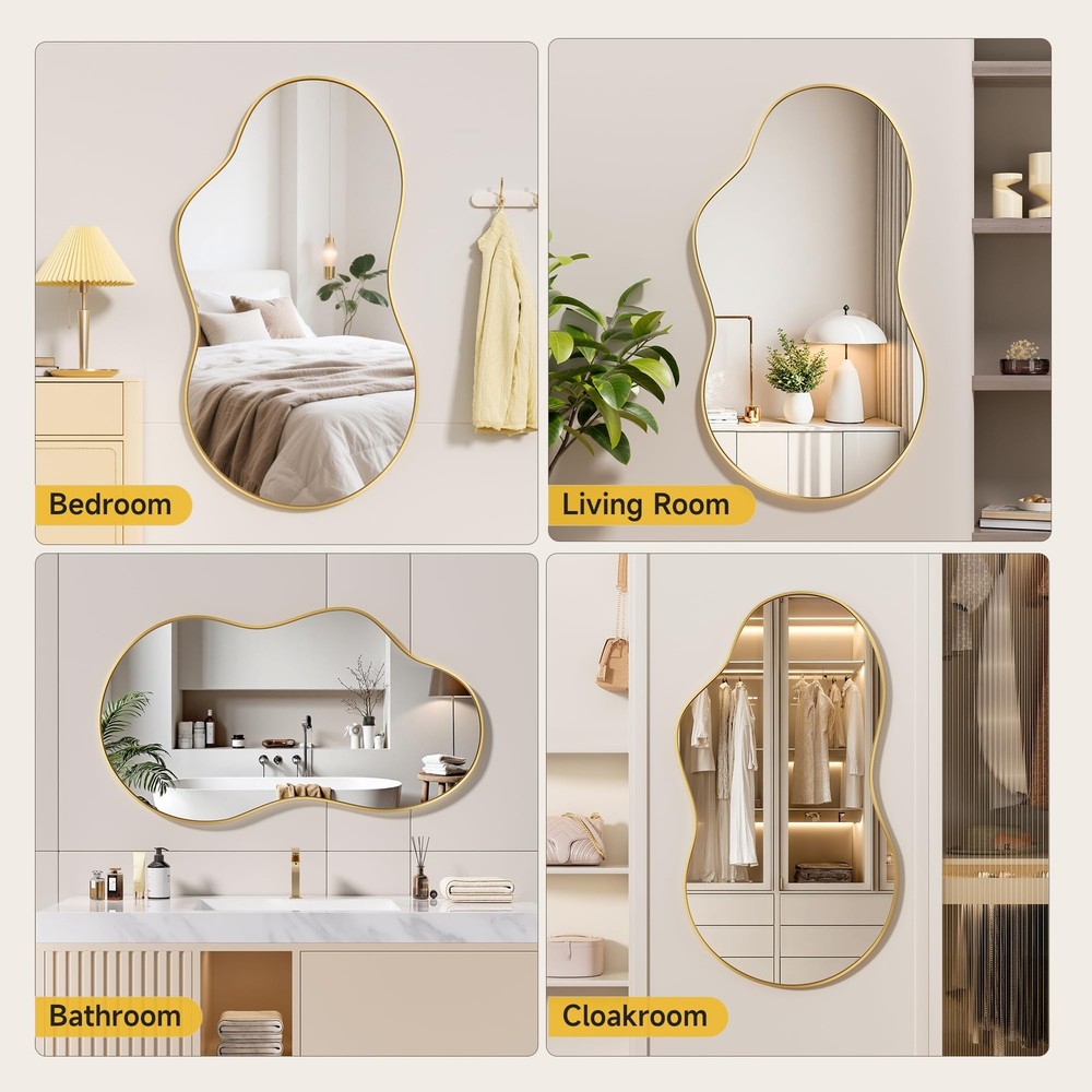 Irregular Wall Mirror - 35"x20" Asymmetrical Mirror, Modern Decorative Mirror...