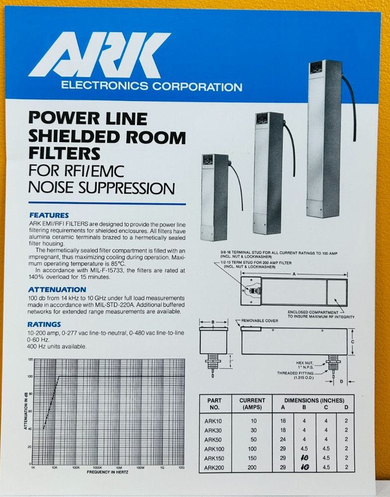 Ark Electronics Corporation Shielded Enclosures & Chambers, etc. Catalog.