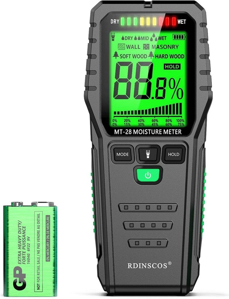 Non-invasive digital moisture meter for walls, timber and masonry