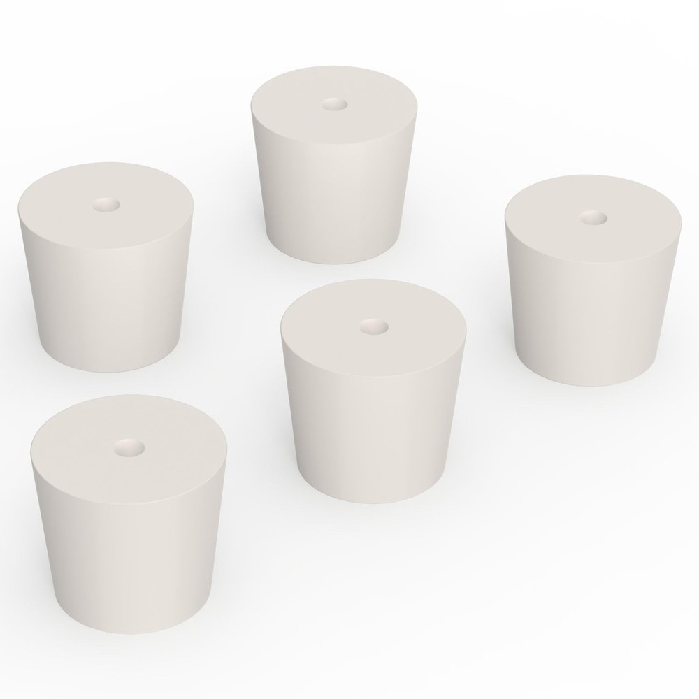 Solid Rubber Stoppers Single Hole Size 7 Tapered Lab Seal Plug 5 Set