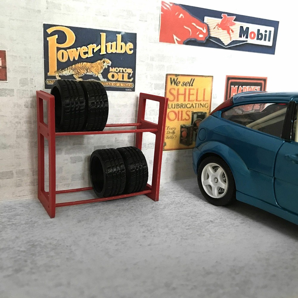 1:24 Scale Diorama Garage Tire Rack / Workshop Accessories