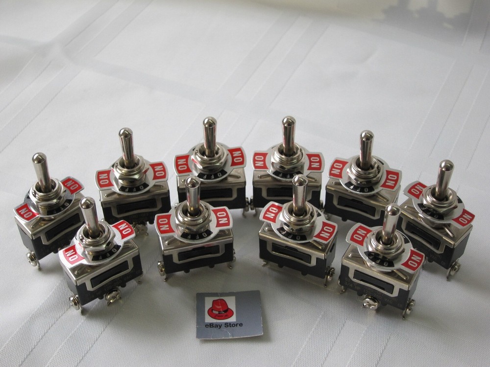 Lowrider Hydraulics Toggle Switch 3 prongs, (on)-off-(on), 10 pcs, value pack