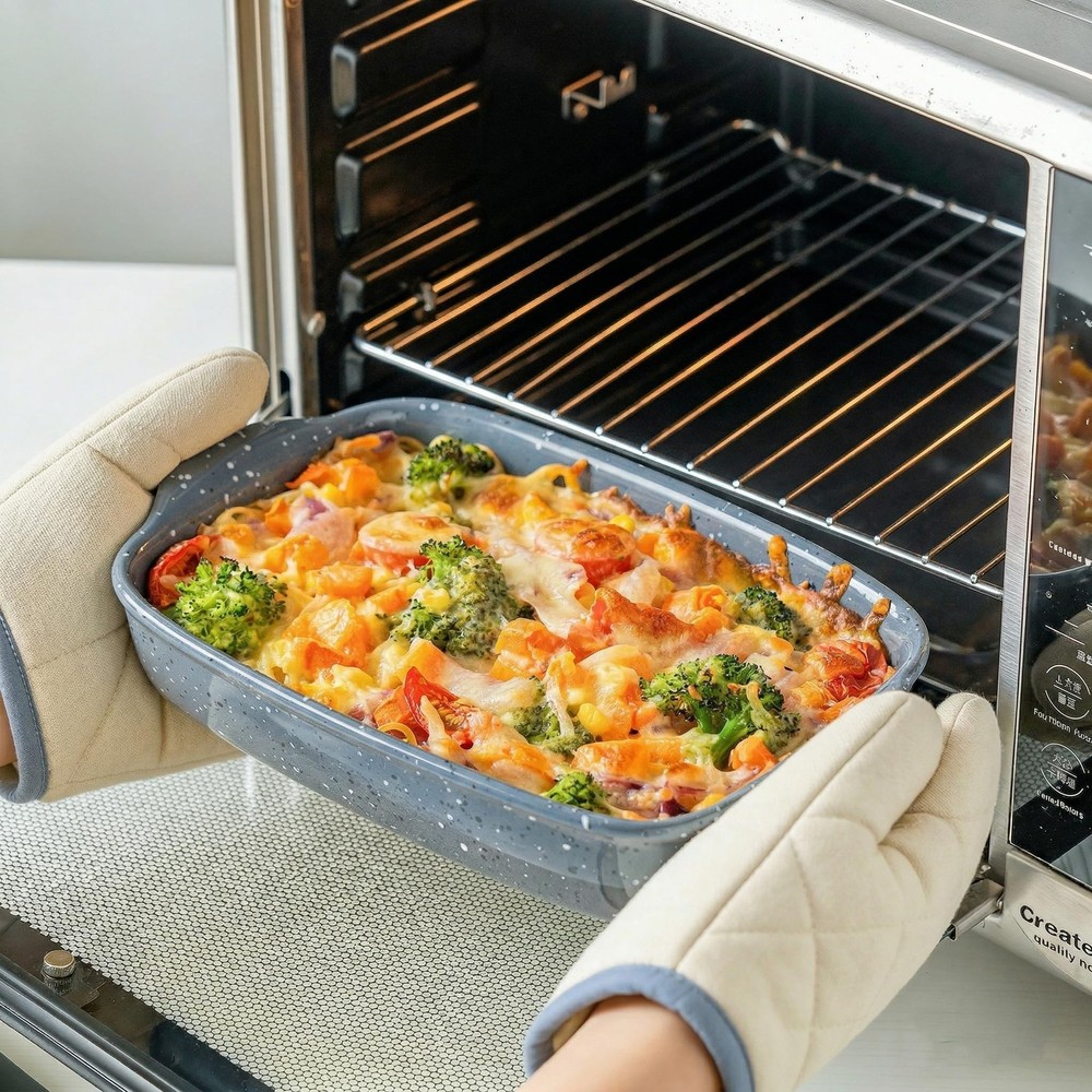 Ceramic Bakeware Dish Set of 3, Rectangular Baking Casserole for Oven,High He...