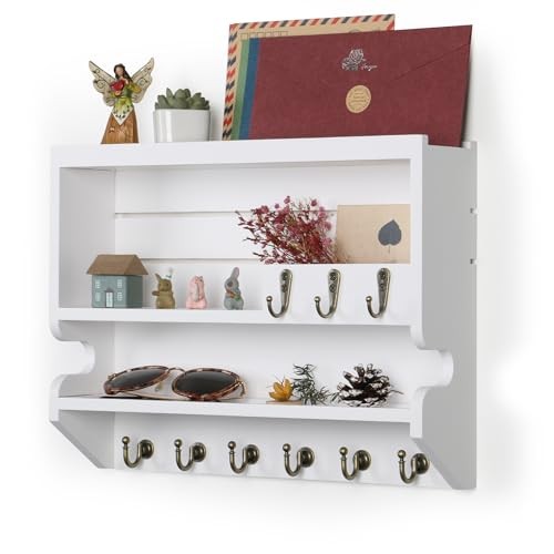 Key Holder for Wall, Mail Organizer Wall Mounted White