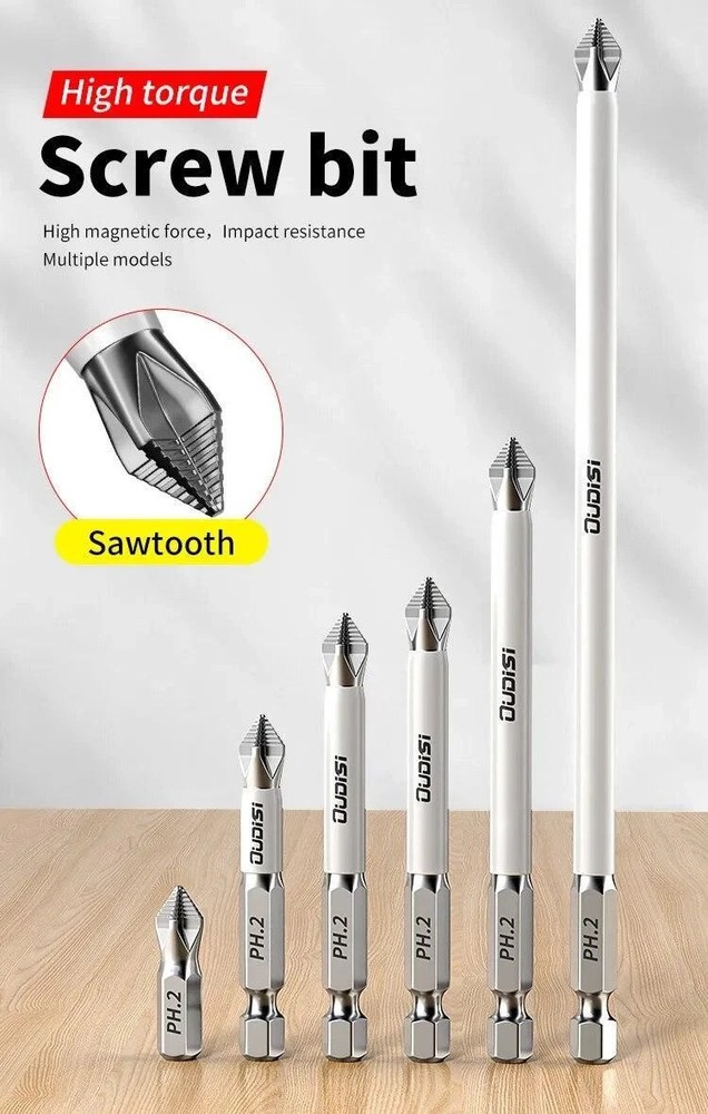6-Piece Magnetic Non-Slip Cross Head Drill Bit Set