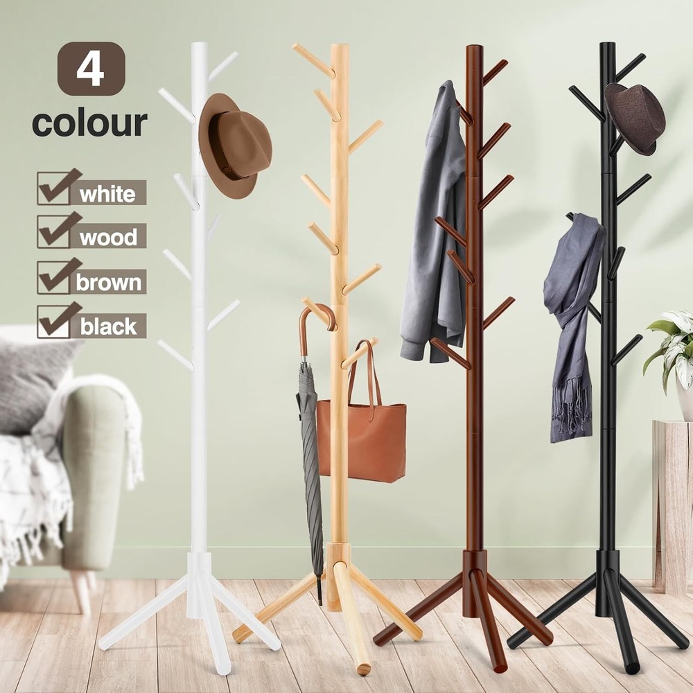 Coat Rack Freestanding Coat Rack W/ 8 Hooks & 3 Adjustable Size Tree Coat Racks
