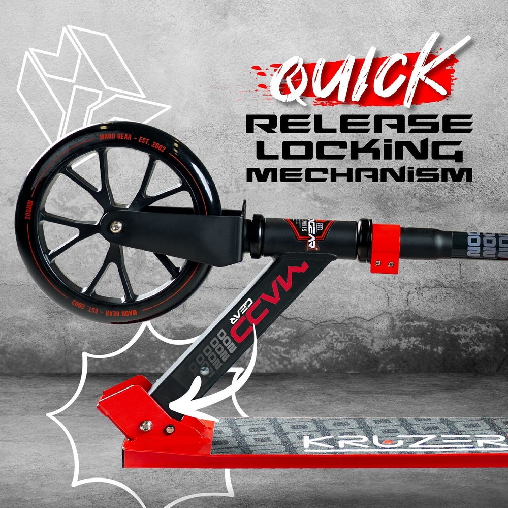 200mm Commuter Scooter Easy Folding Height Adjustable for Teens & Adults