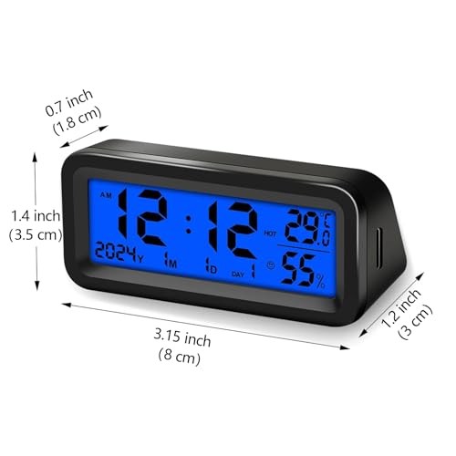 Car Dashboard Clock with Automatic Backlight at Night(Green & Blue),
