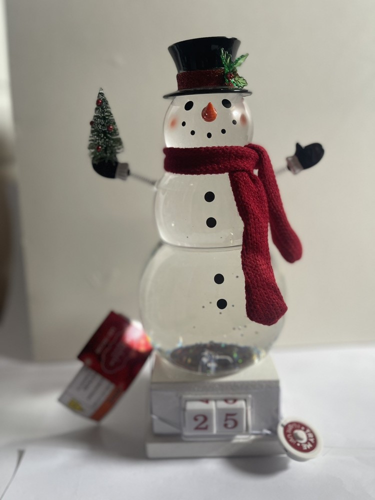 Christmas Countdown Snowman Light Up Glittering Snow Globe