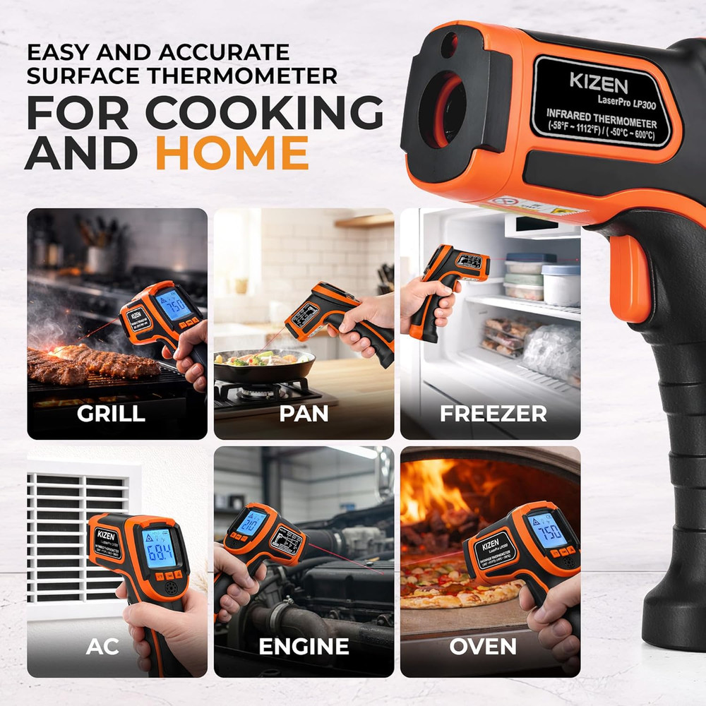 Kizen Infrared Temperature Gun - Handheld Surface Infrared Thermometer for Gridd