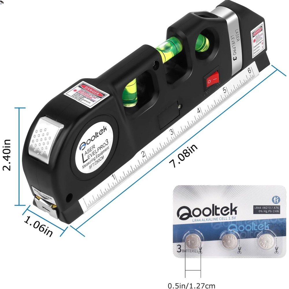Multi-Functional Laser Level with Metric Ruler - Perfect for Hanging & Leveling