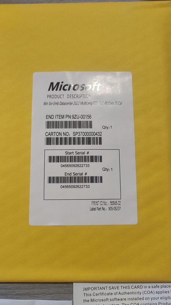 Microsoft Windows Server 2022 Datacenter 48 CORE License Key 25 CALs Retail NEW