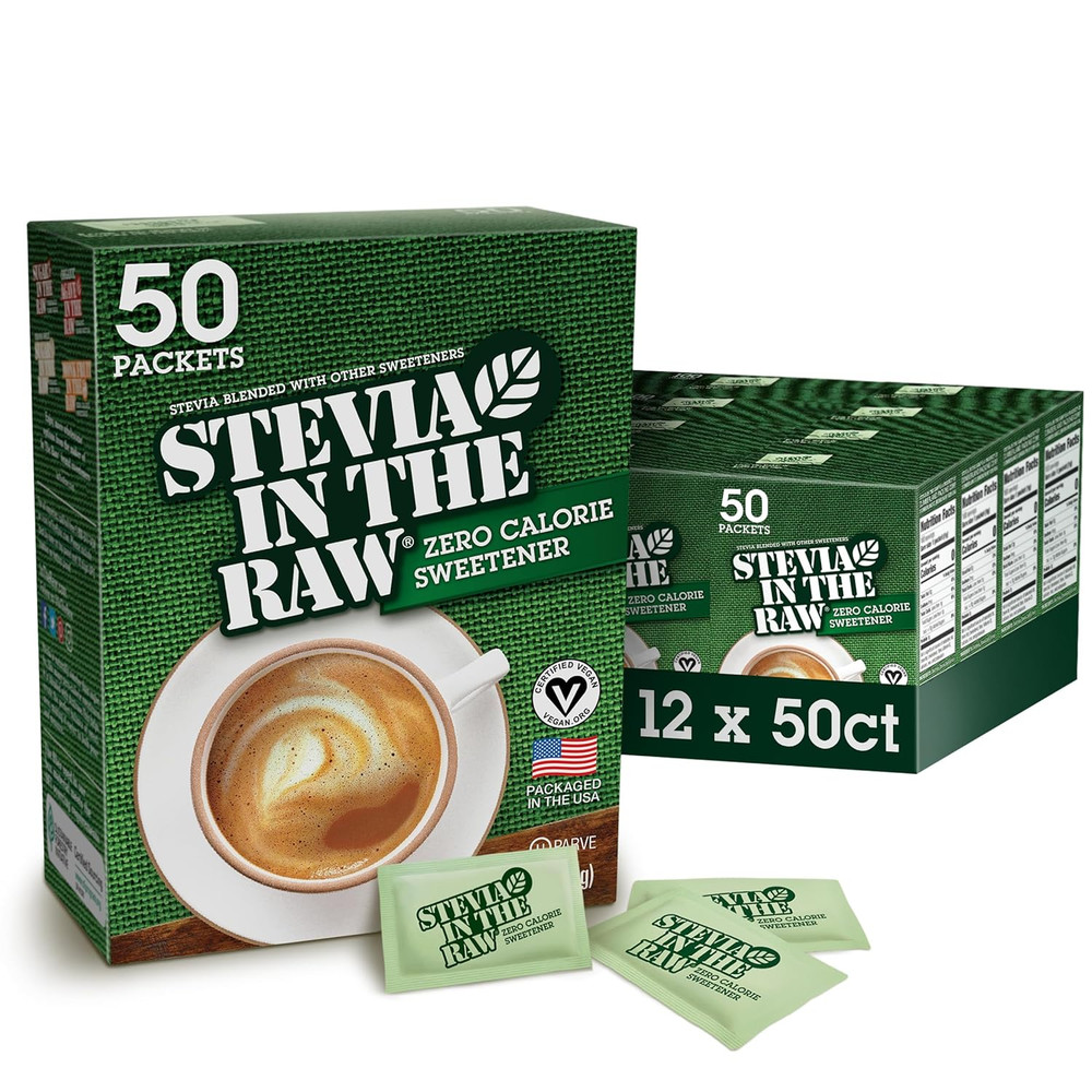 Stevia in the Raw Plant Based Zero Calorie Sugar Substitute 50 Packets 12-boxes