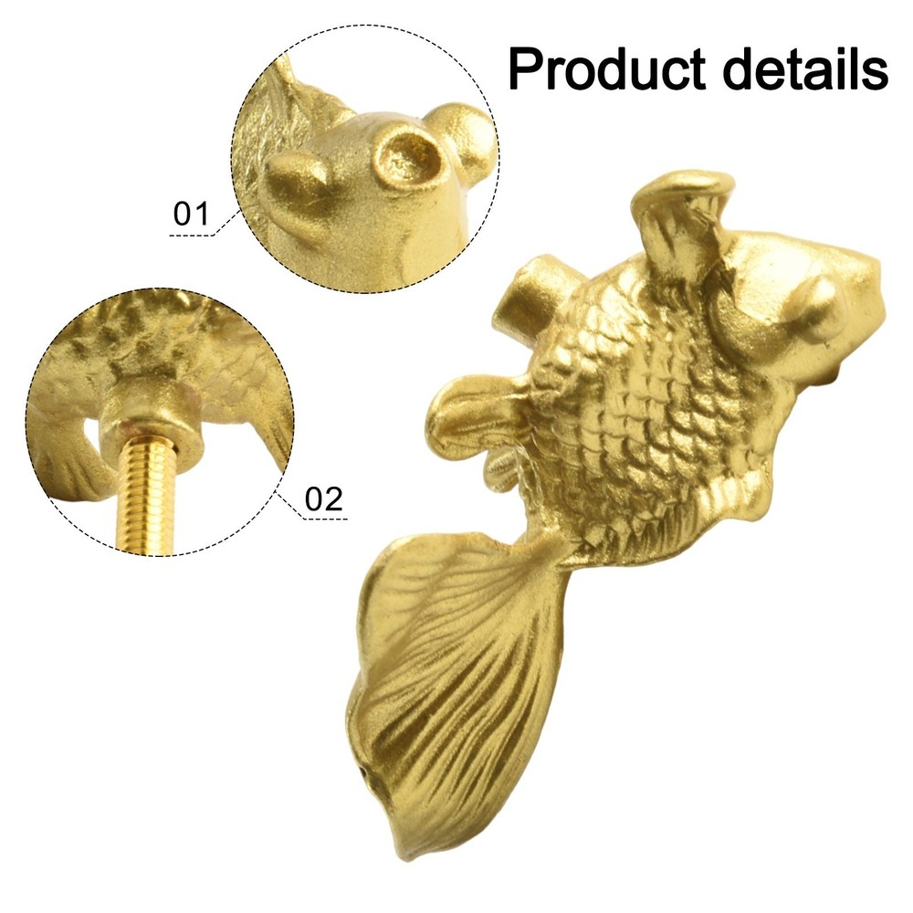 Vibrant Goldfish Cabinet Drawer Knobs Solid Brass Material Stylish Handle