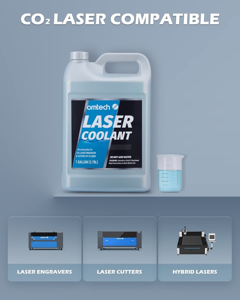 OMTech CO2 Laser Coolant Non 1 Unit, Grey Bottle with Light Blue Liquid