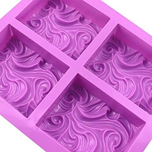 2PCS Sea Wave Silicone Soap Molds, 4-Cavity Rectangular Waves for Silicone Mold