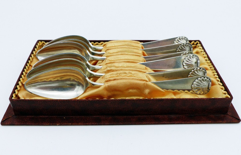 6 Antique Coffee Spoons from 1867 in Silver with Master Mark