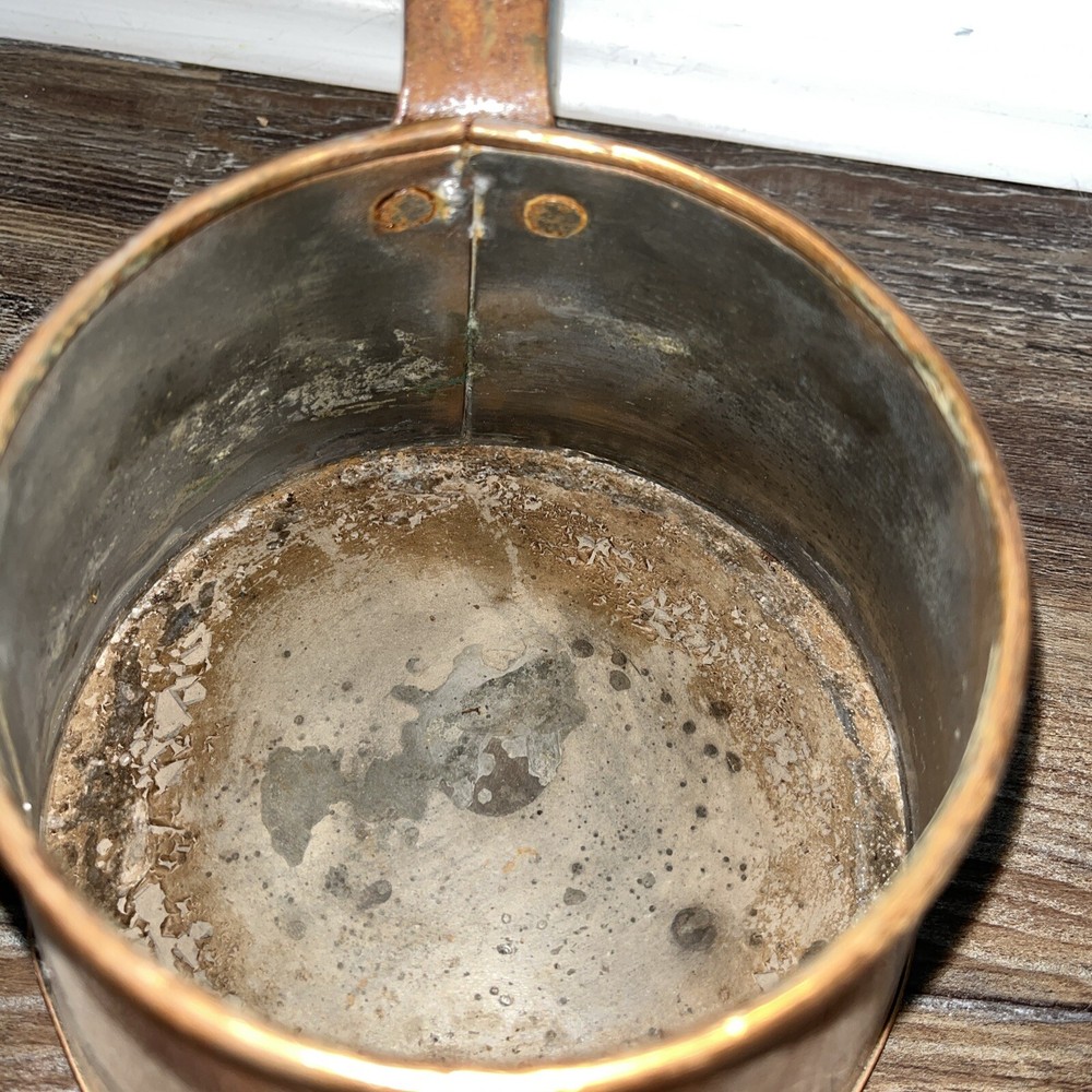 Copper w/Tin Lining Pot With Handle. 6” At Base.