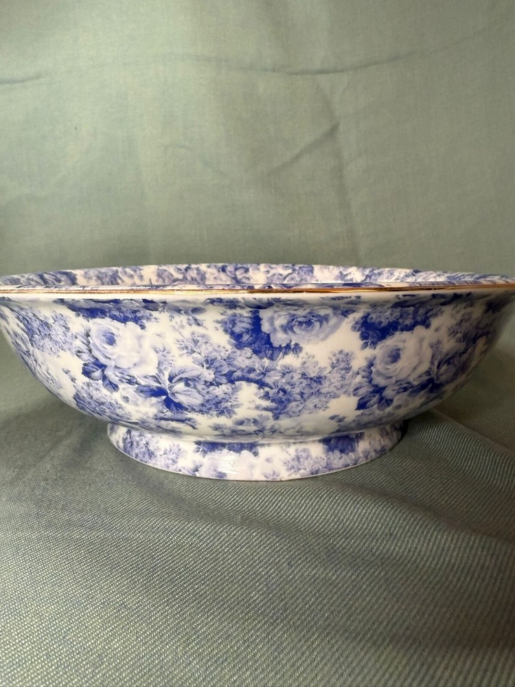Handmade Pitcher & Basin Blue Transfer Gold Gilt Roses