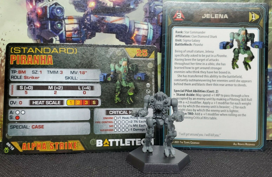 Battletech Piranha, Mech / Pilot Cards - Catalyst Clan Striker Star