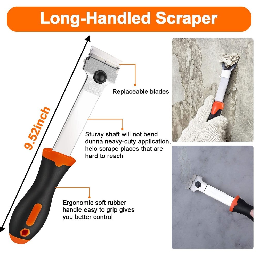 Multi-Purpose Razor Blade Scraper Set,Min Scraper,Heavy Duty Long H... Fast Ship