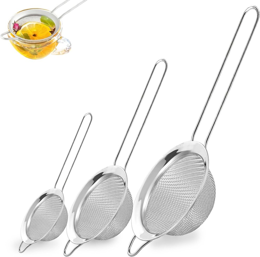 Fine Mesh Strainer with Handle, Small Medium Lar Size Sieve Strainers