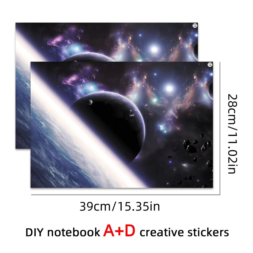 2pcs Space Nebula Galaxy Laptop Sticker Removable Decal Scratch Resistant Case