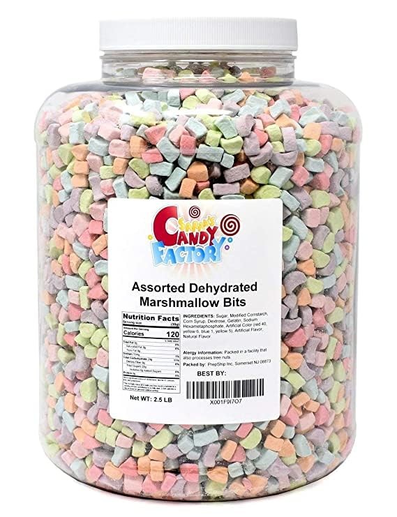 Assorted Dehydrated Marshmallow Bits in Jar, 2.5 Lbs - Updated Version