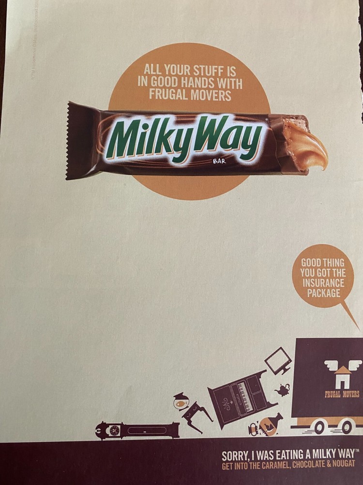 Milky Way Candy Bars, Full Page Vintage Print Ad