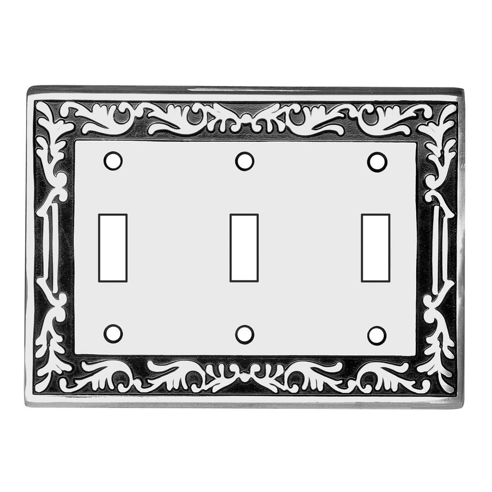 Victorian Switch Plate Triple Toggle Chrome Solid Brass | Renovator's Supply