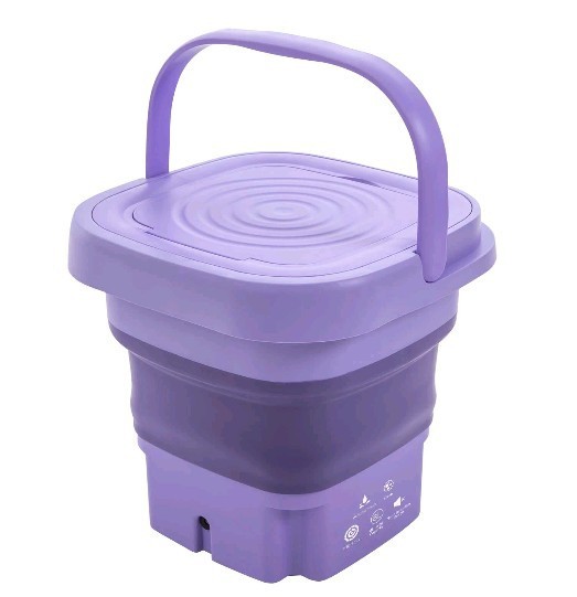 Portable Mini Washing Machine Foldable Multi-Functional w/Drainage Basket PURPLE