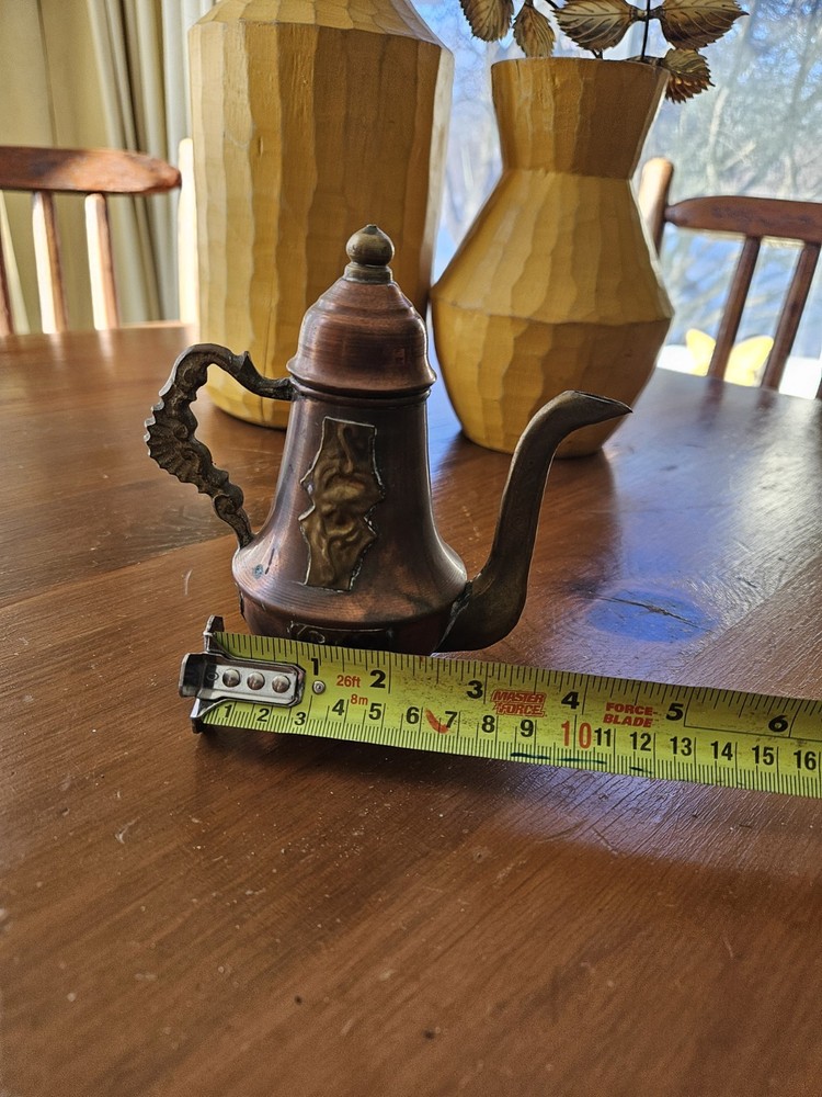 Small Antique Copper And Brass Middle Eastern Dallah