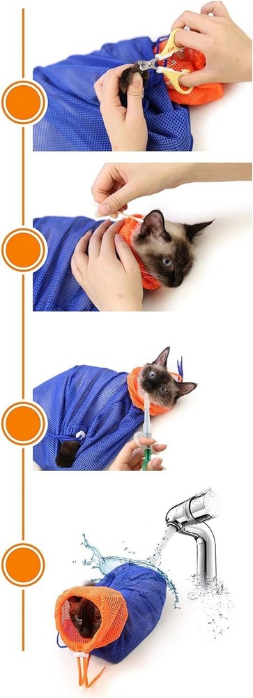 Soft Polyester Cat Bathing Bag - Safe & Easy Grooming for Kittens & Small Cats