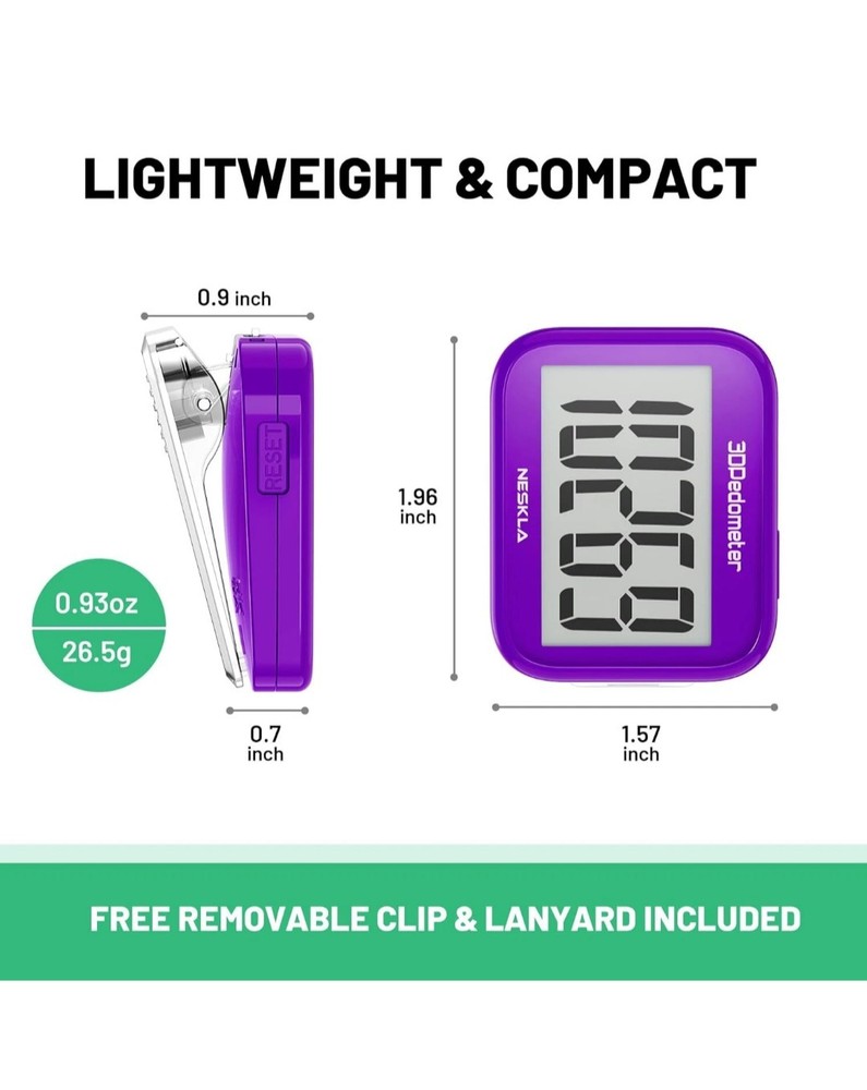 3D Pedometer for Walking, Simple Step Counter Large Digital Display,Step Tracker