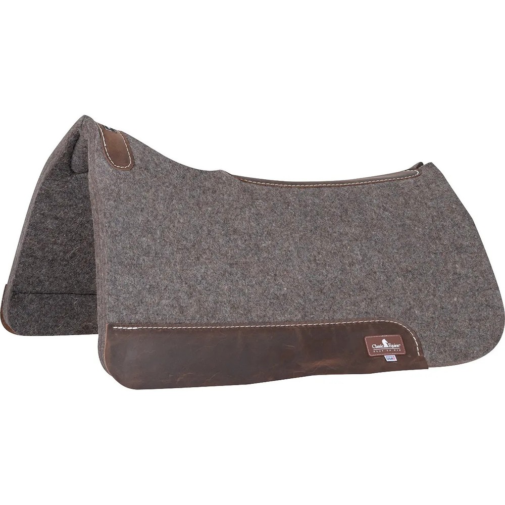Classic Equine Felt Roper Pad - 31x32 - 100% Wool Pressed Felt Contoured Saddle