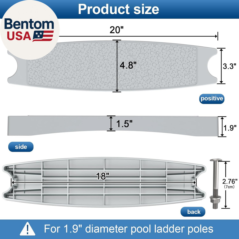 Pool Ladder Steps Replacement, (3-Pack) 18" Universal Heavy-Duty Molded Plastic