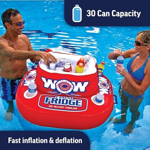- Inflatable Float Fridge - Cooler For Pools, Lakes, & Oceans - 4 Cup Holders